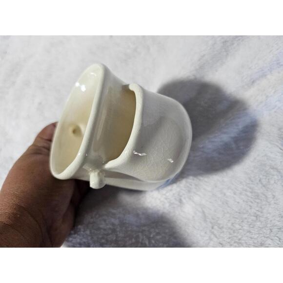 (Set of 2) Vintage Ceramic Tea Mug With Pouch Crack Style Defects 4" Ivory Blue - Picture 10 of 15